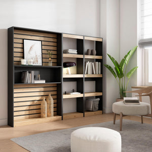 Libreria scaffale, 230x25x186cm, Soggiorno, Ufficio, Per libri, colore Rovere e nero RF2421