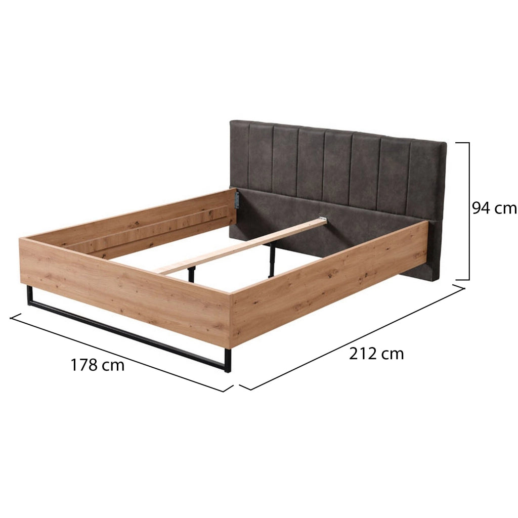 Letto Matrimoniale Chiusa, Letto Matrimoniale Testiera Imbottita, Marrone Rovere Nodi