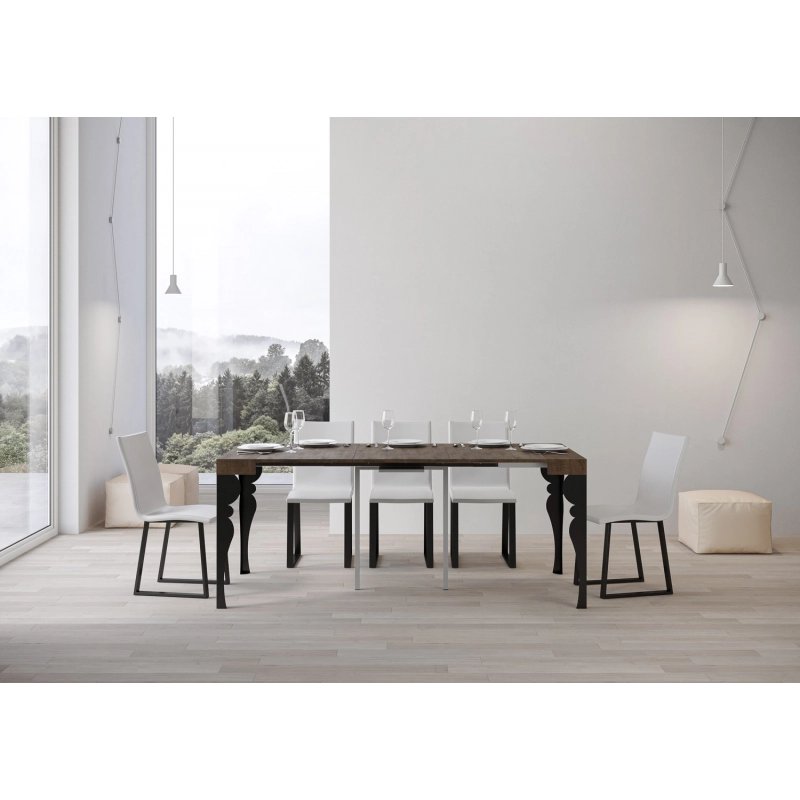 Consolle allungabile 90x40/196 cm Paxon Small telaio Antracite - Noce