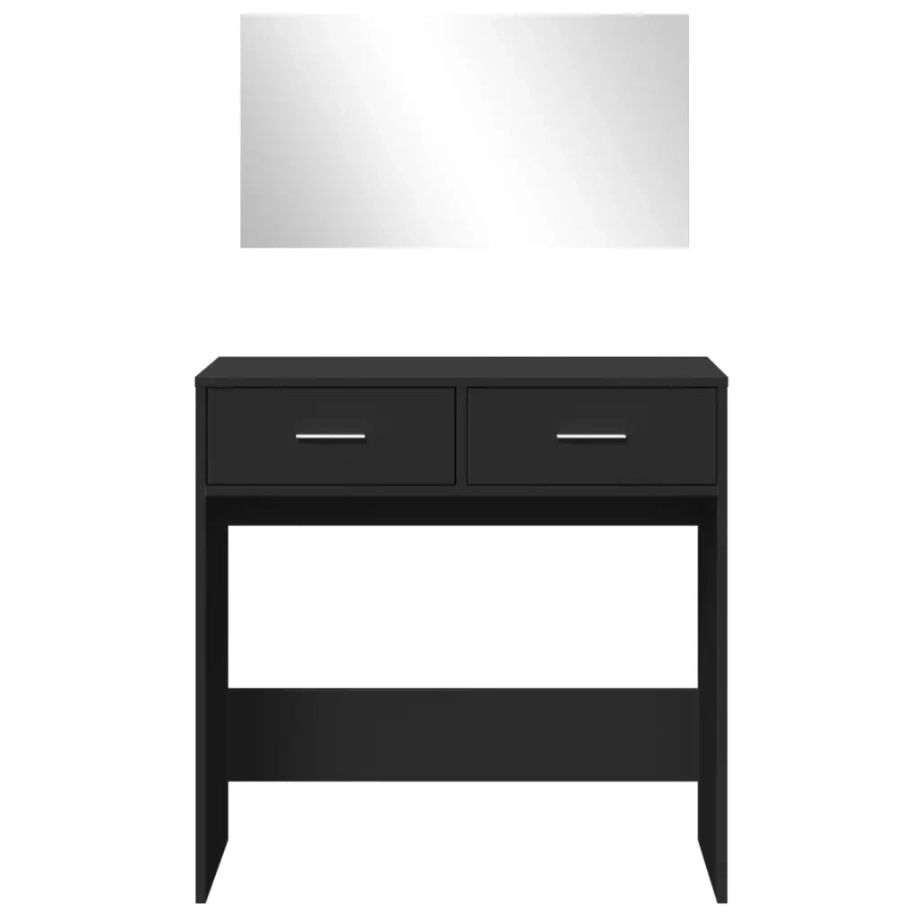 Toeletta con Specchio-Tavolo da Vanit¨¤ Nero 80x39x80 cm