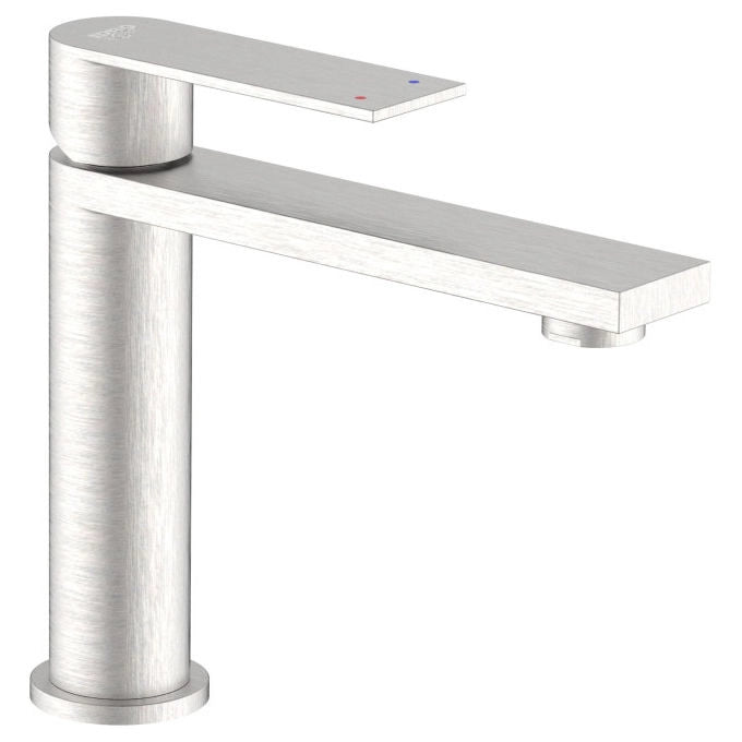 Idro Bric miscelatore lavabo Solar, monocomando, acciaio inox spazzolato SS304, cartuccia ceramica 25 mm, risparmio acqua 6 l-min