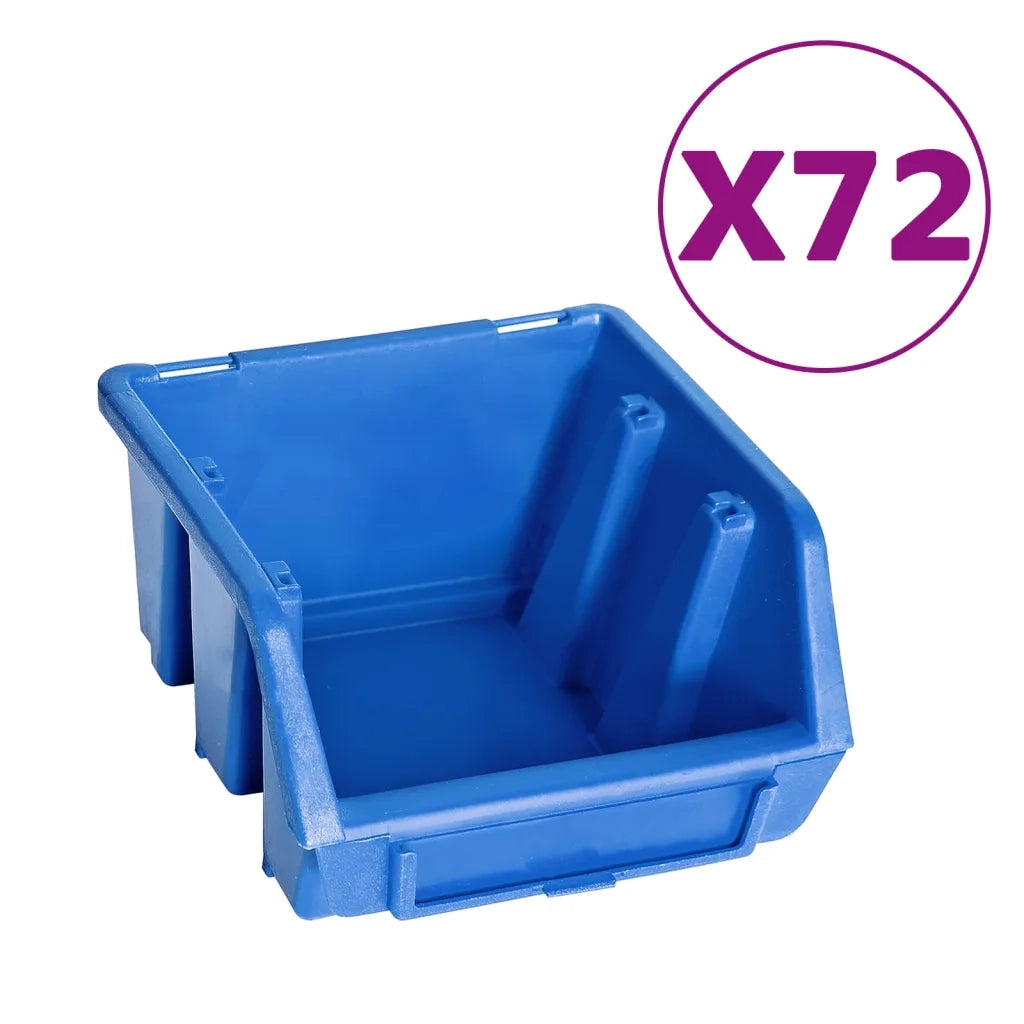 Kit Contenitori 128 pz con Pannelli a Parete Blu e Nero CFW3402737