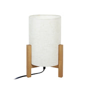 Lampada tavolo scandinava legno chiaro lino bianco E27 Italux