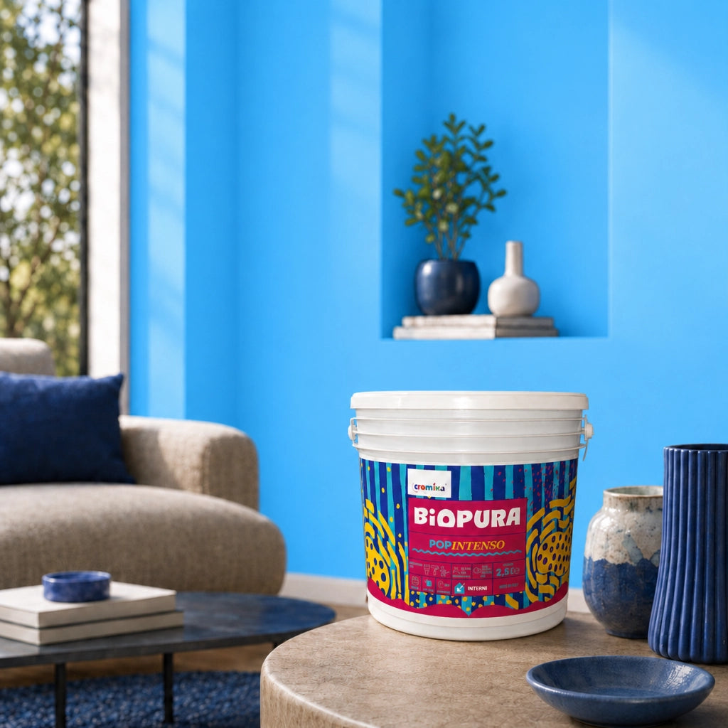 Popintenso palestra e decori interni pittura murale lavabile e coprente cromika *** formato 2.5 lt, colore- blu splas...