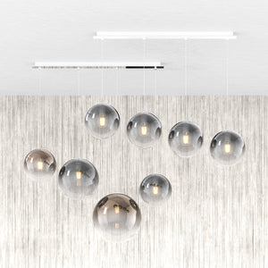 Lampadario Moderno Big Eclipse Metallo Bianco Vetro Fumè 4 Luci E27