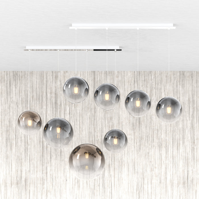 Lampadario Moderno Big Eclipse Metallo Bianco Vetro Fumè 4 Luci E27