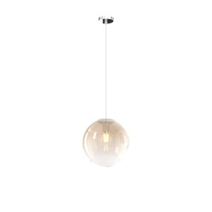 Sopsensione Moderna Big Eclipse Metallo Cromo Vetro Ambra 1 Luce E27 D25