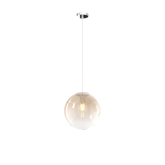 Sopsensione Moderna Big Eclipse Metallo Cromo Vetro Ambra 1 Luce E27 D25