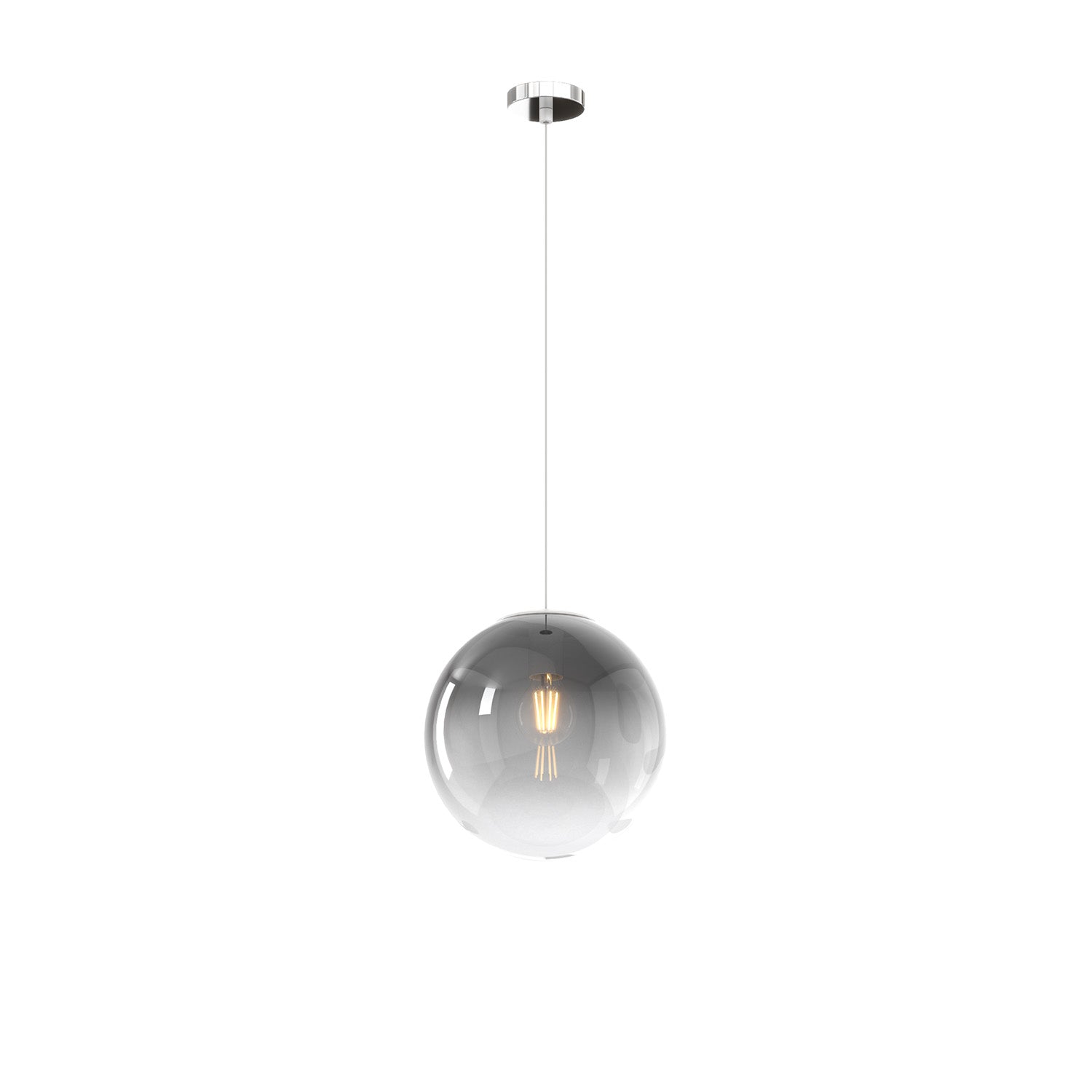 Sopsensione Moderna Big Eclipse Metallo Cromo Vetro Fumè 1 Luce E27 D25