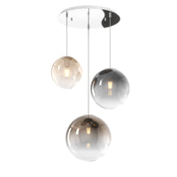 Lampadario Moderno Big Eclipse Tondo Metallo Cromo Vetro Multicolor 3 Luci E27