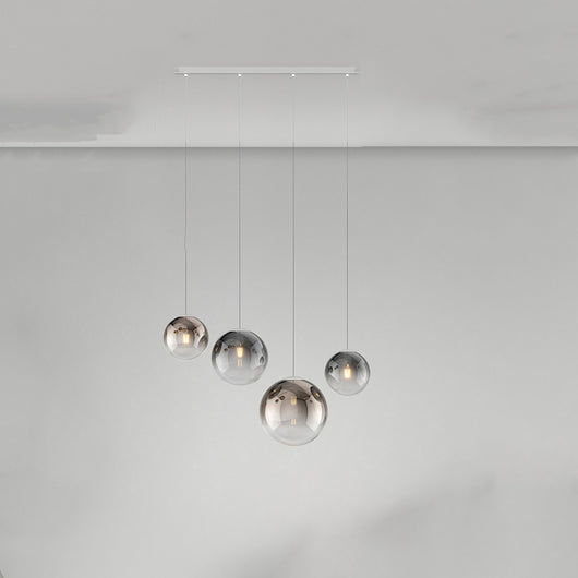 Lampadario Moderno Big Eclipse Metallo Cromo Vetro Fumè E Bronzo 4 Luci E27