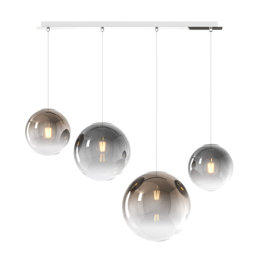 Lampadario Moderno Big Eclipse Metallo Cromo Vetro Fumè E Bronzo 4 Luci E27