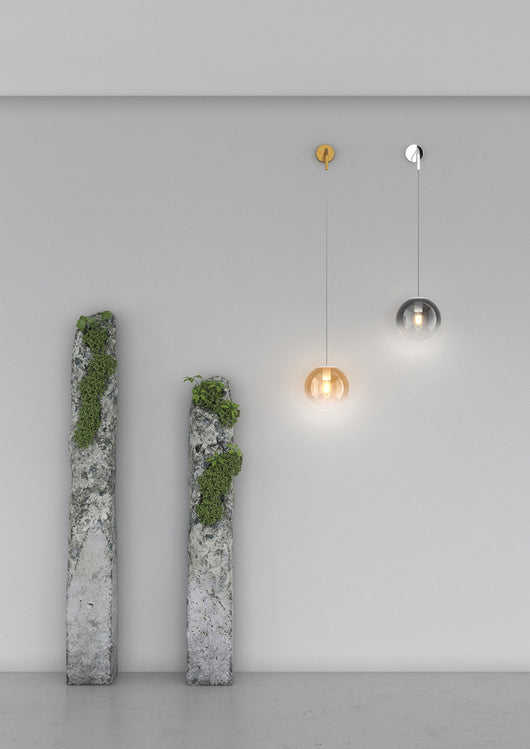 Applique Moderna Big Eclipse Metallo Ottone Satinato Vetro Ambra 1 Luce E27