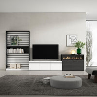 Mobile TV, Soggiorno, 360x35x186cm, Per TV fino a 65", Camino elettrico, Bianco e nero RF3189