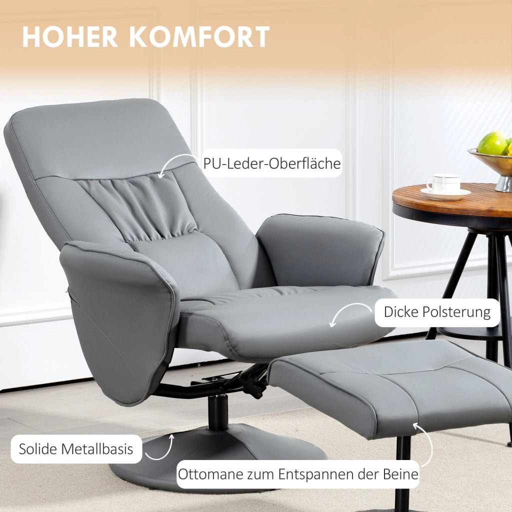 Poltrona Relax con Poggiapiedi ¨C zephmum ¨C Grigio Chiaro