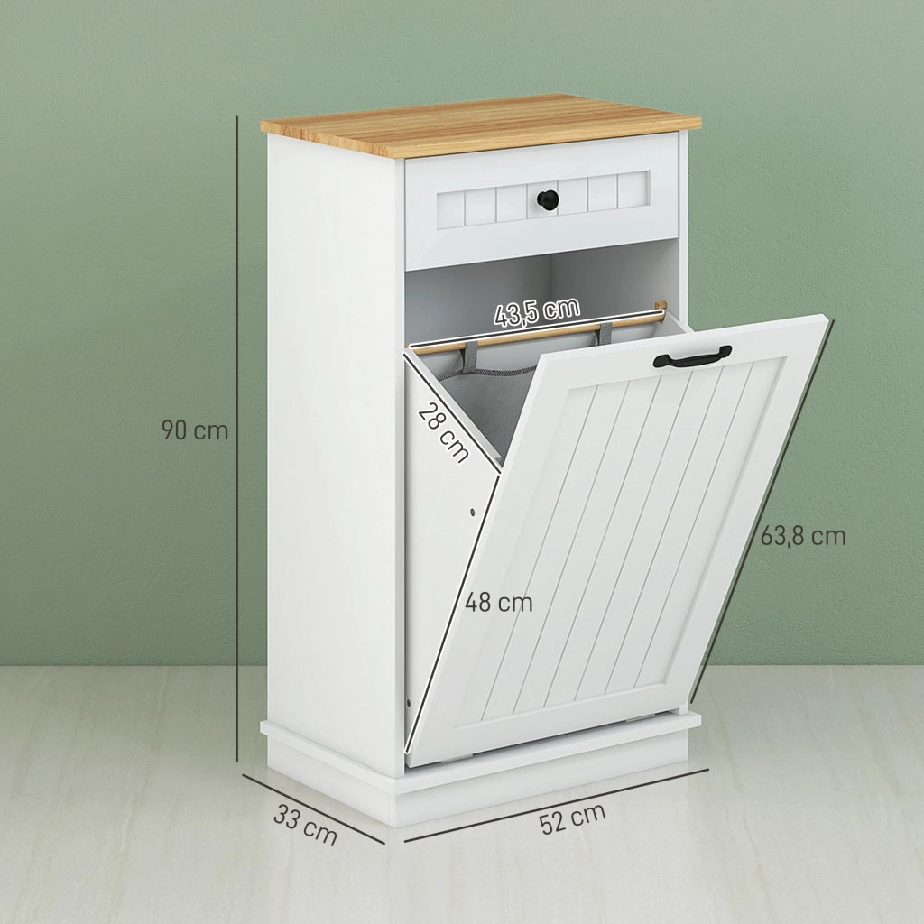 Armadietto Bagno con Cestello e Cassetto ¨C Zephmum ¨C 52x33x90 cm Bianco