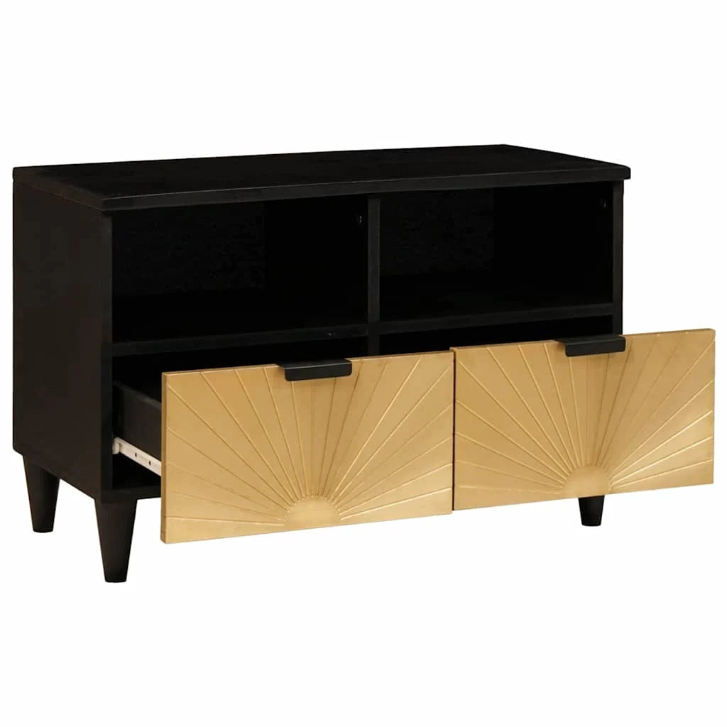 Mobile porta TV rettangolare moderno con pratico contenitore 70 x 33 x 46 cm in legno ingegnerizzato nero 02_0057757