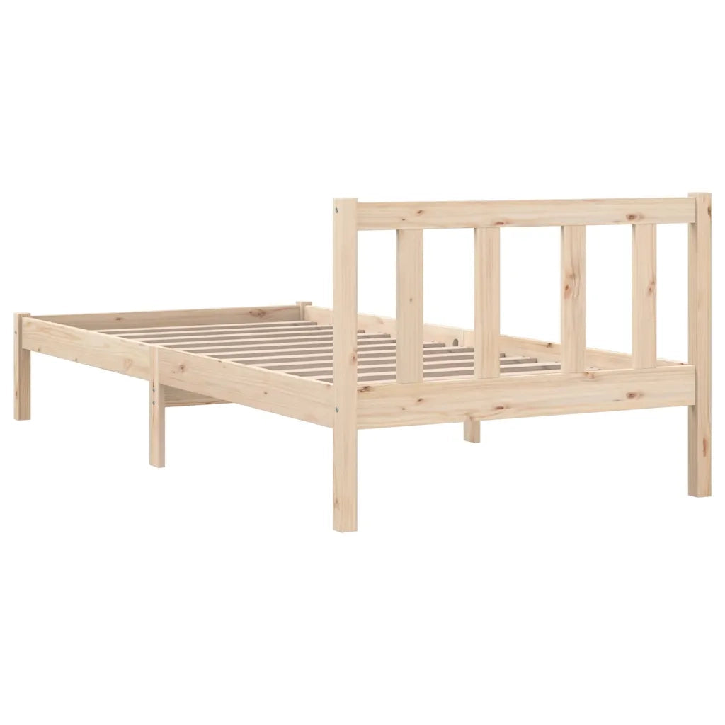 Giroletto-Struttura Letto in Legno Massello Grigio 75x190 cm Small Single 743331