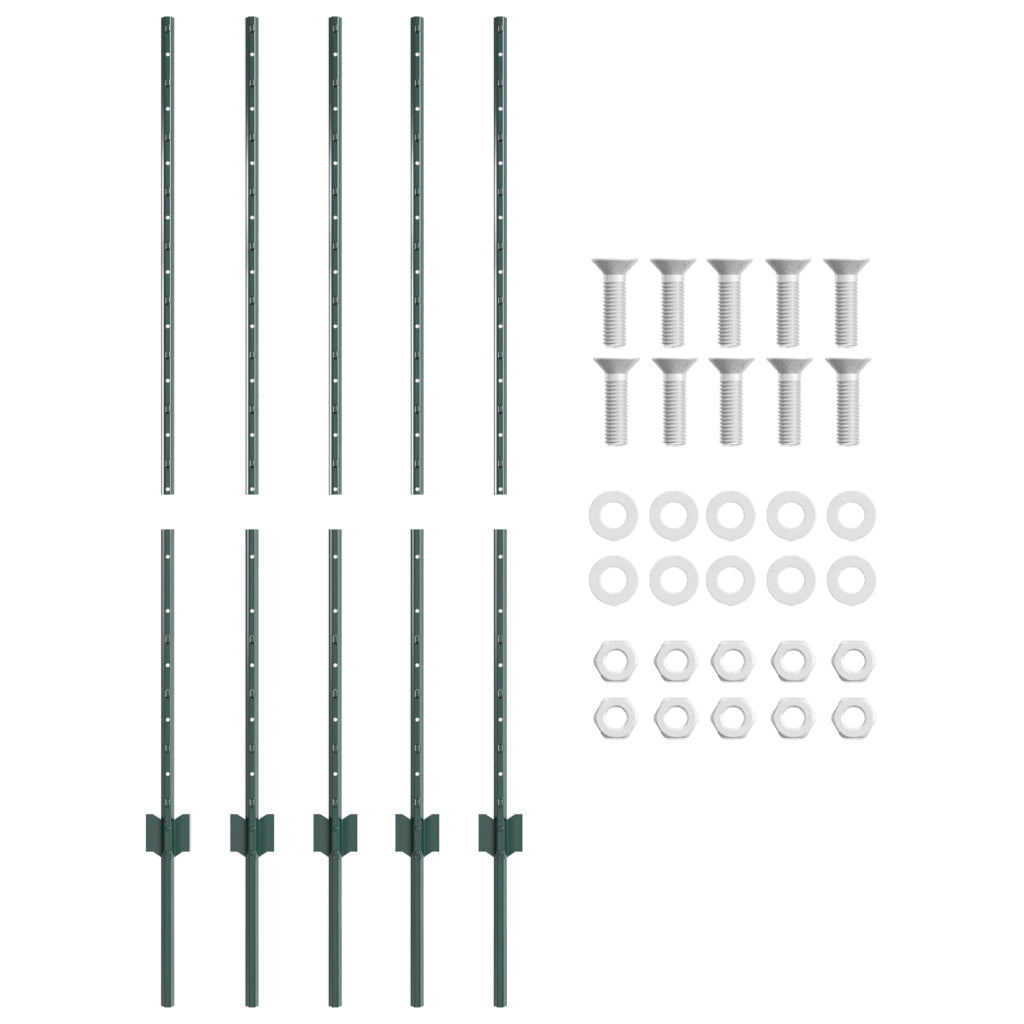 Pali di Recinzione 5 pcs Canale a U Verde 120 cm Acciaio
