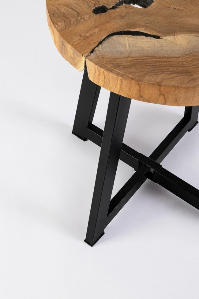 Tavolino in Teak Marrone Industriale da Interno 40 cm - MIRANDA