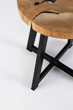 Tavolino in Teak Marrone Industriale da Interno 40 cm - MIRANDA