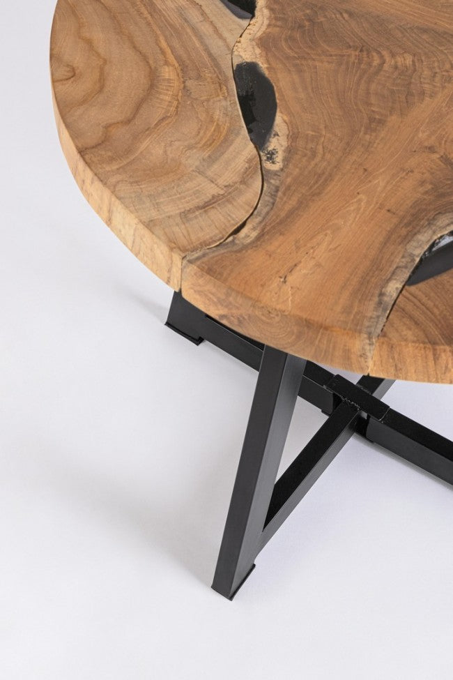 Tavolino in Teak Marrone Industriale da Interno 50 cm - MIRANDA