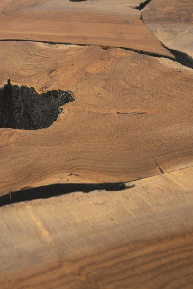 Tavolino in Teak Marrone Industriale da Interno 40 cm - MIRANDA