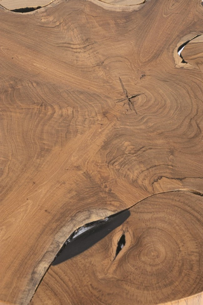 Tavolino in Teak Marrone Industriale da Interno 50 cm - MIRANDA