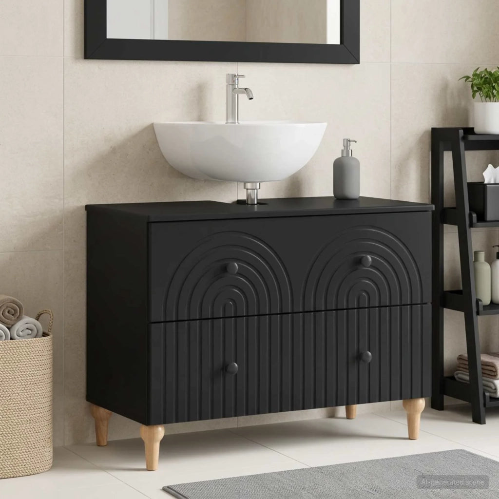Armadio per Lavabo da Bagno ALKMAAR Nero 82 x 41 x 59 cm 896136