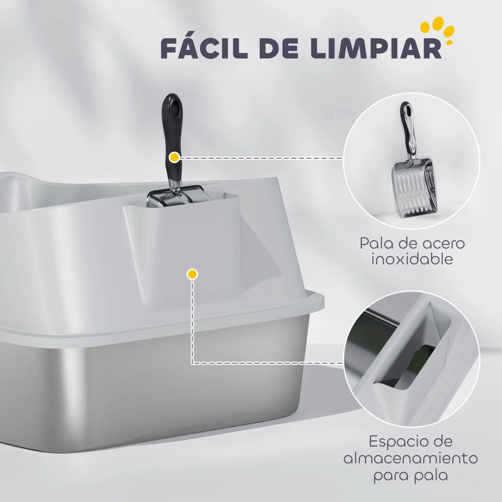 Arenero per Gatti ¨C zephmum ¨C 70x50x30 cm Grigio Acciao Inox