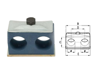 Blocchetto fermatubo in polipropilene a 2 posti diametro da 10 a 28mm - 81327