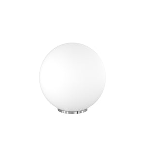 Lampada Scrivania Contemporanea Mars Metallo Cromo Vetro Bianco 1 Luce E27 D35Cm