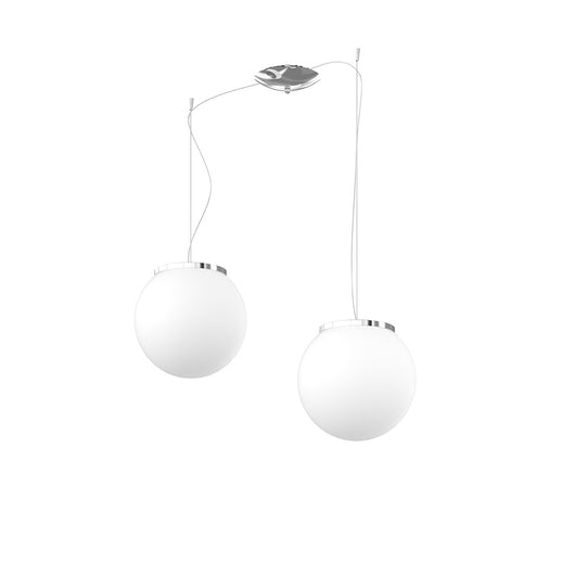 Lampadario Contemporaneo Mars Metallo Cromo Vetro Bianco 2 Luci E27 D25Cm
