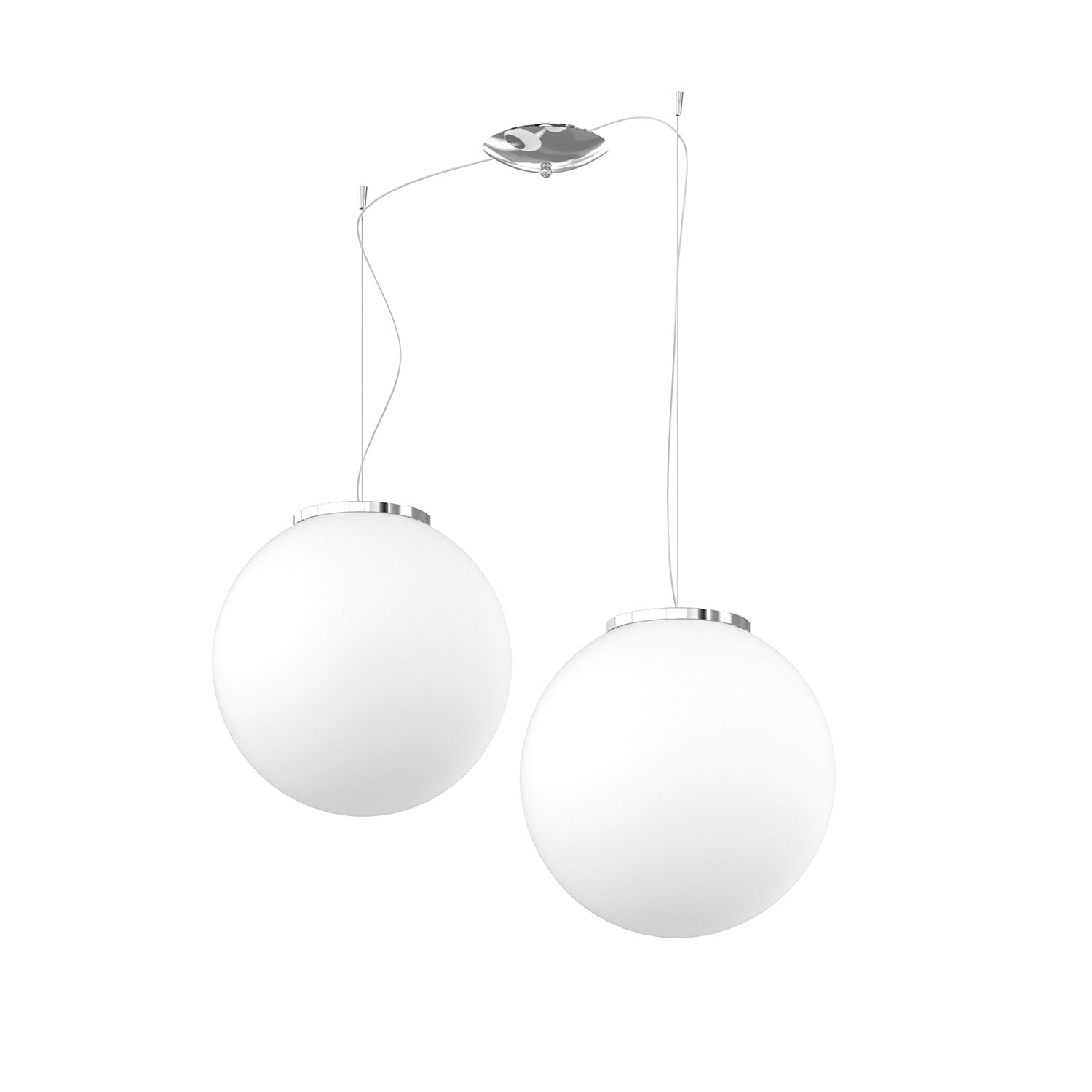 Lampadario Contemporaneo Mars Metallo Cromo Vetro Bianco 2 Luci E27 D35Cm