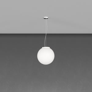 Lampadario Contemporaneo Mars Metallo Cromo Vetro Bianco 1 Luce E27 D30Cm