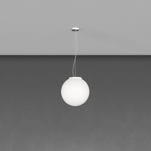 Lampadario Contemporaneo Mars Metallo Cromo Vetro Bianco 1 Luce E27 D30Cm