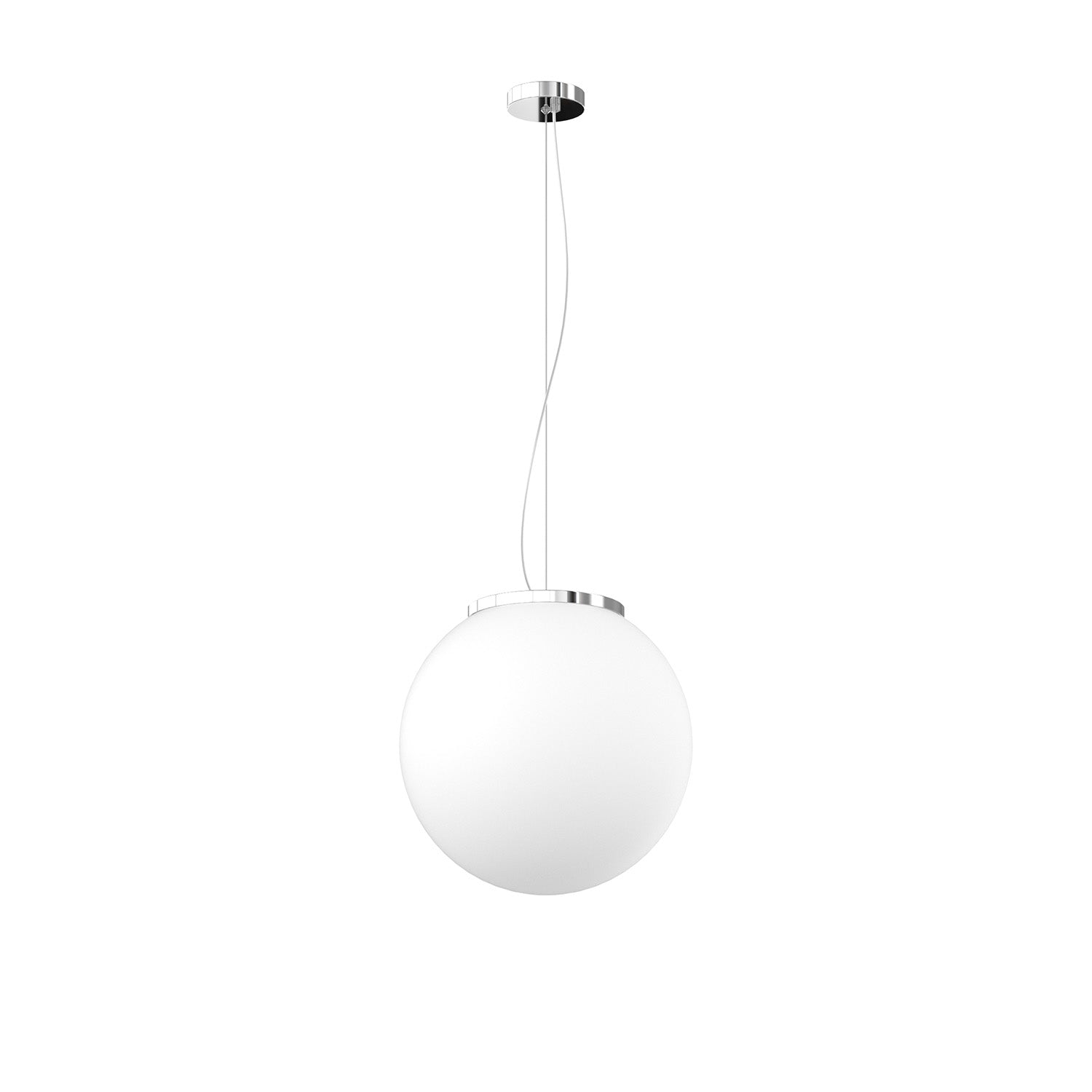 Lampadario Contemporaneo Mars Metallo Cromo Vetro Bianco 1 Luce E27 D30Cm