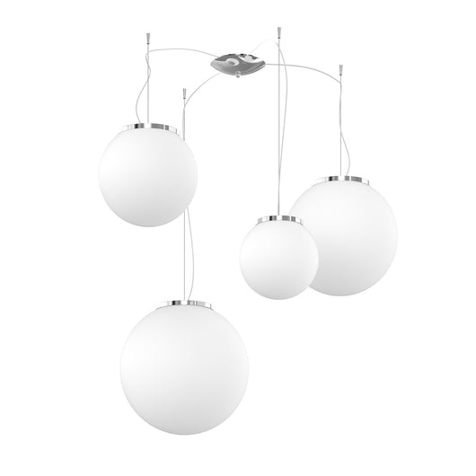 Lampadario Contemporaneo Mars Metallo Cromo Vetro Mix Bianco 4 Luci E27