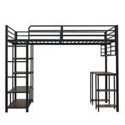 LETTO a soppalco 120x200 cm con scrivania integrata, nero e noce scuro