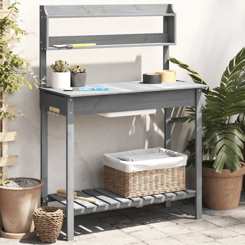 Tavolo Invaso con Lavello Grigio 147,5x44x139,5 Massello Abete CFW2202761