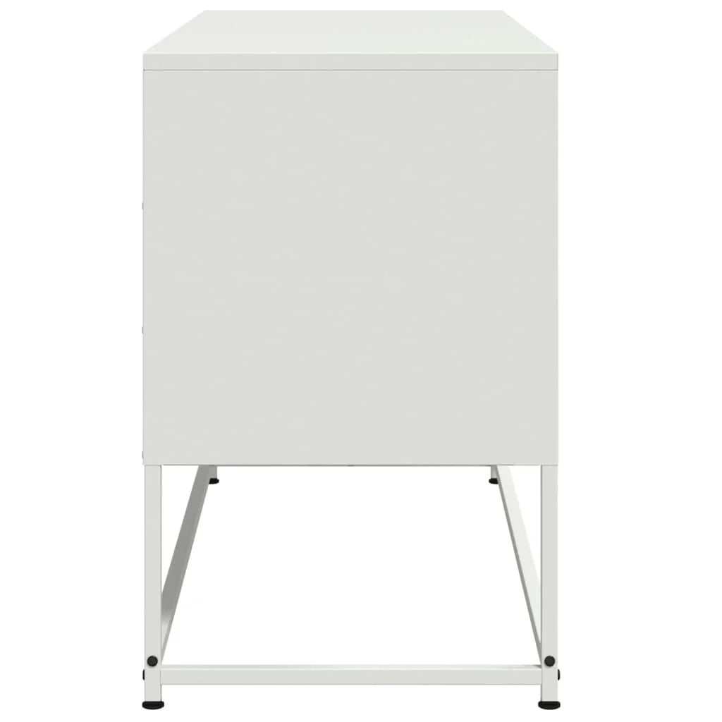 Mobile TV multimediale mensola TV credenza TV per sala da pranzo soggiorno camera da letto 100,5 x 39 x 60,5 cm acciaio bianco 02_0025547