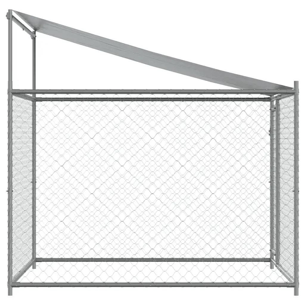 Gabbia Cani con Tetto e Porta Grigia 2x2x2 m in Acciaio Zincato CFW5121589
