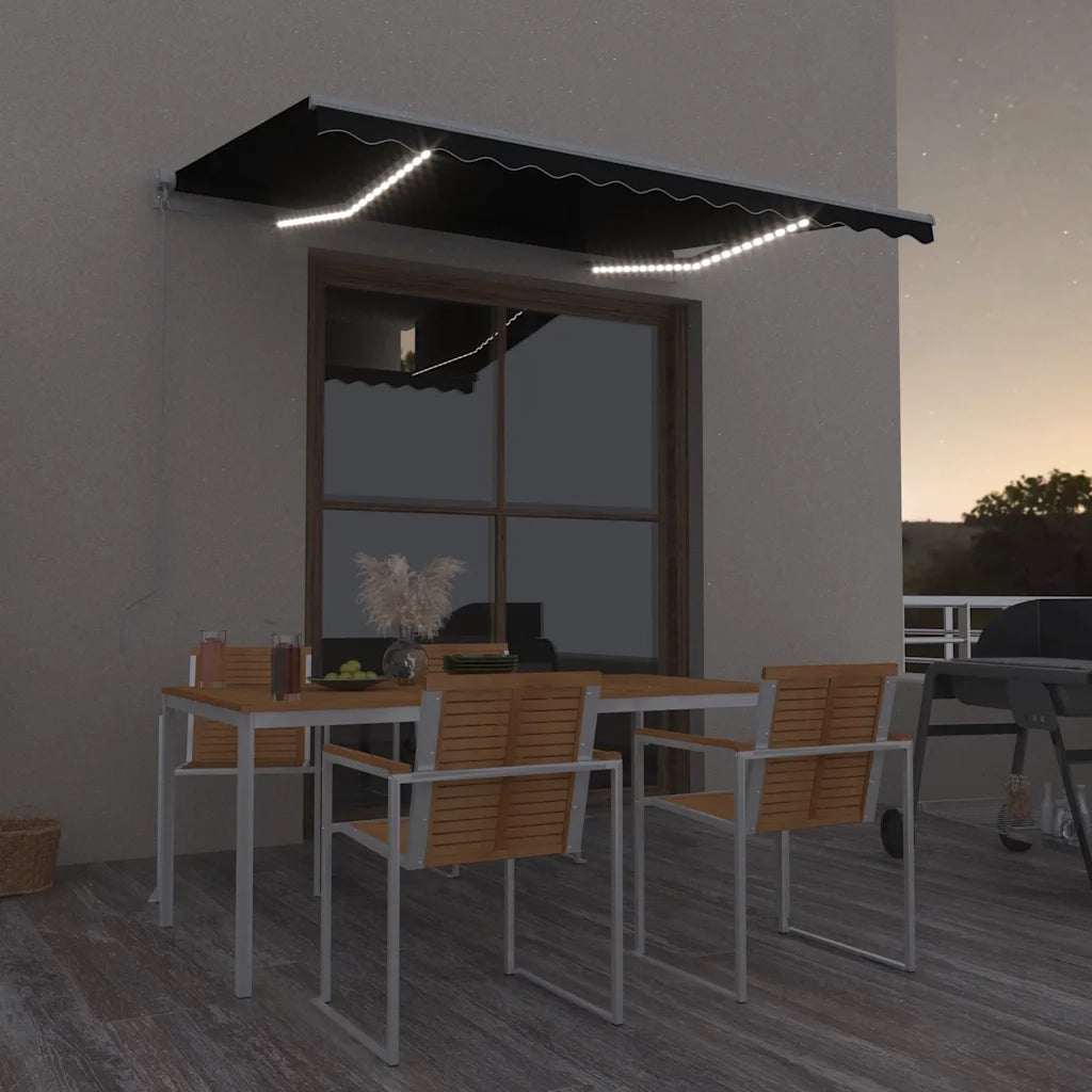 Tenda da Sole Retrattile Manuale con LED 300x250 cm Antracite cod mxl 43689