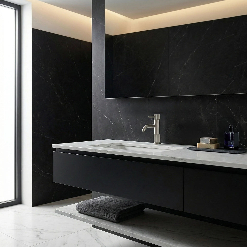 Rubinetto Da Bagno Rea Lungo Stripe Brush Nickel Low