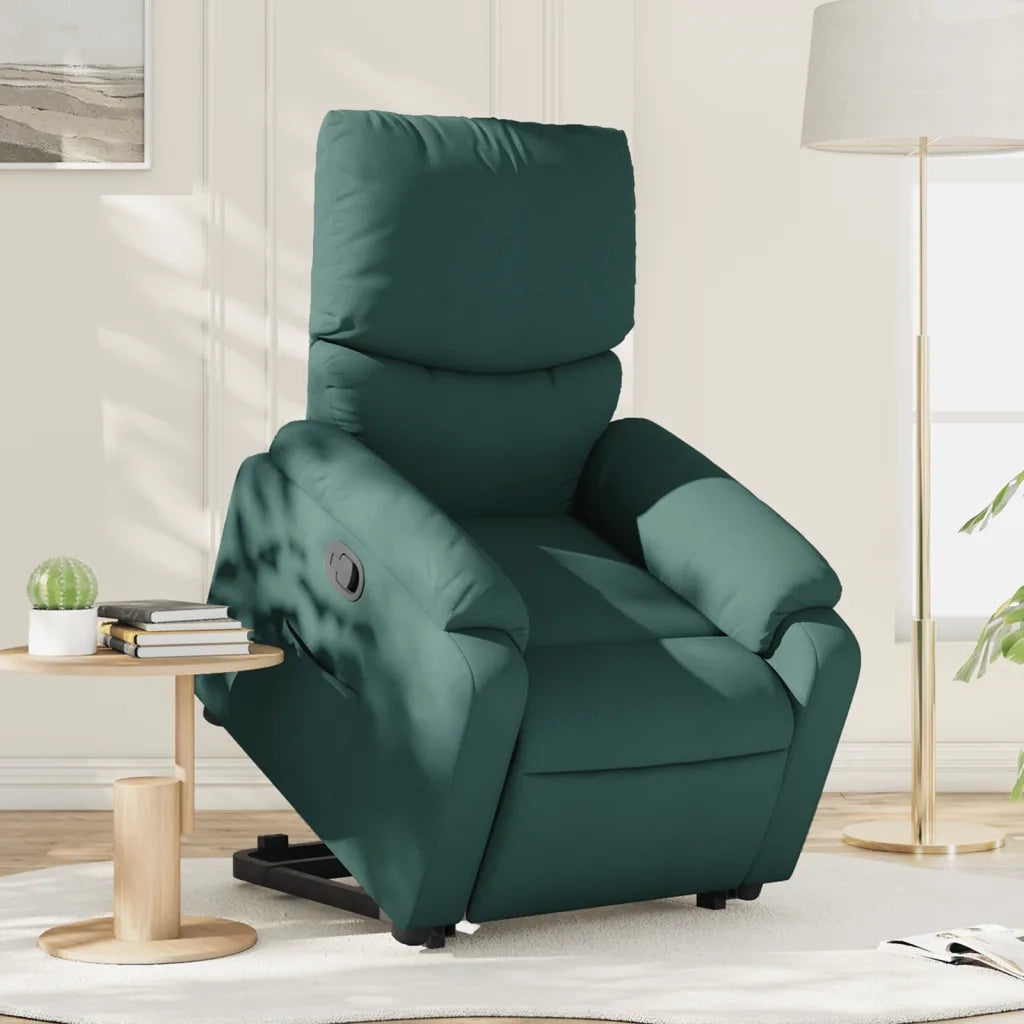 Poltrona | Sedia Relax Alzapersona Reclinabile Verde Scuro in Tessuto