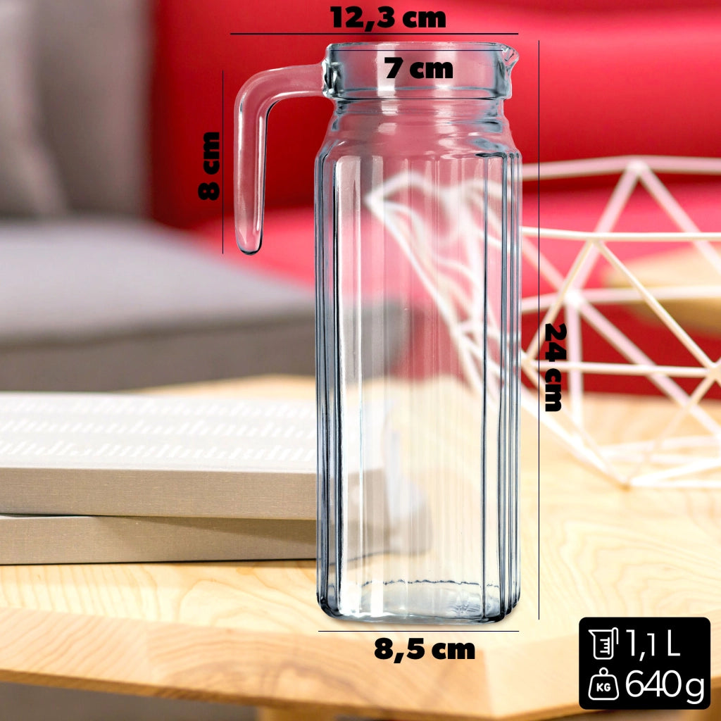 Caraffa in vetro KADAX per bevande, acqua, succhi di frutta, limonata, 1,1 l