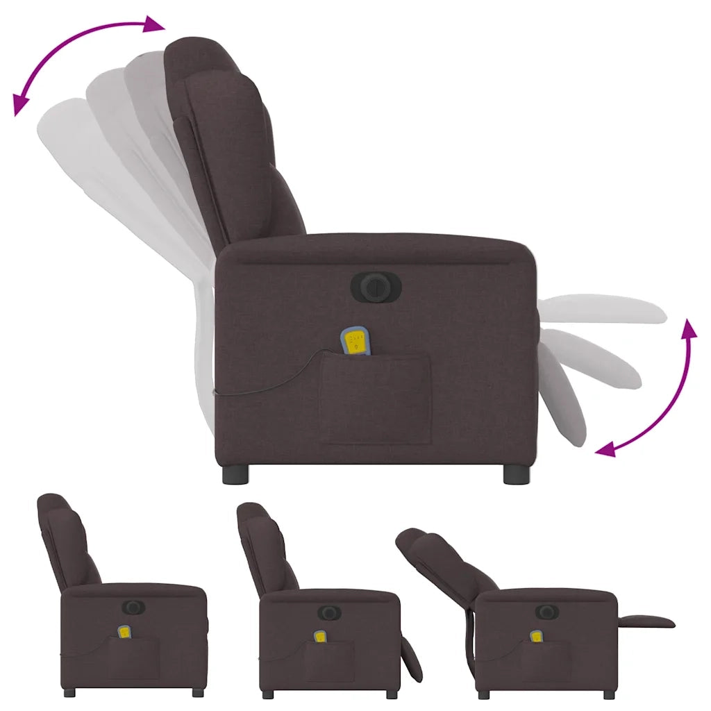 Divano Sedia-Poltrona Massaggio Reclinabile Elettrica Marrone Scuro Tessuto 781669
