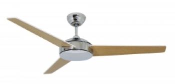 Ventilatore da soffitto cromato 132 cm con regolatore da parete a 4 velocità