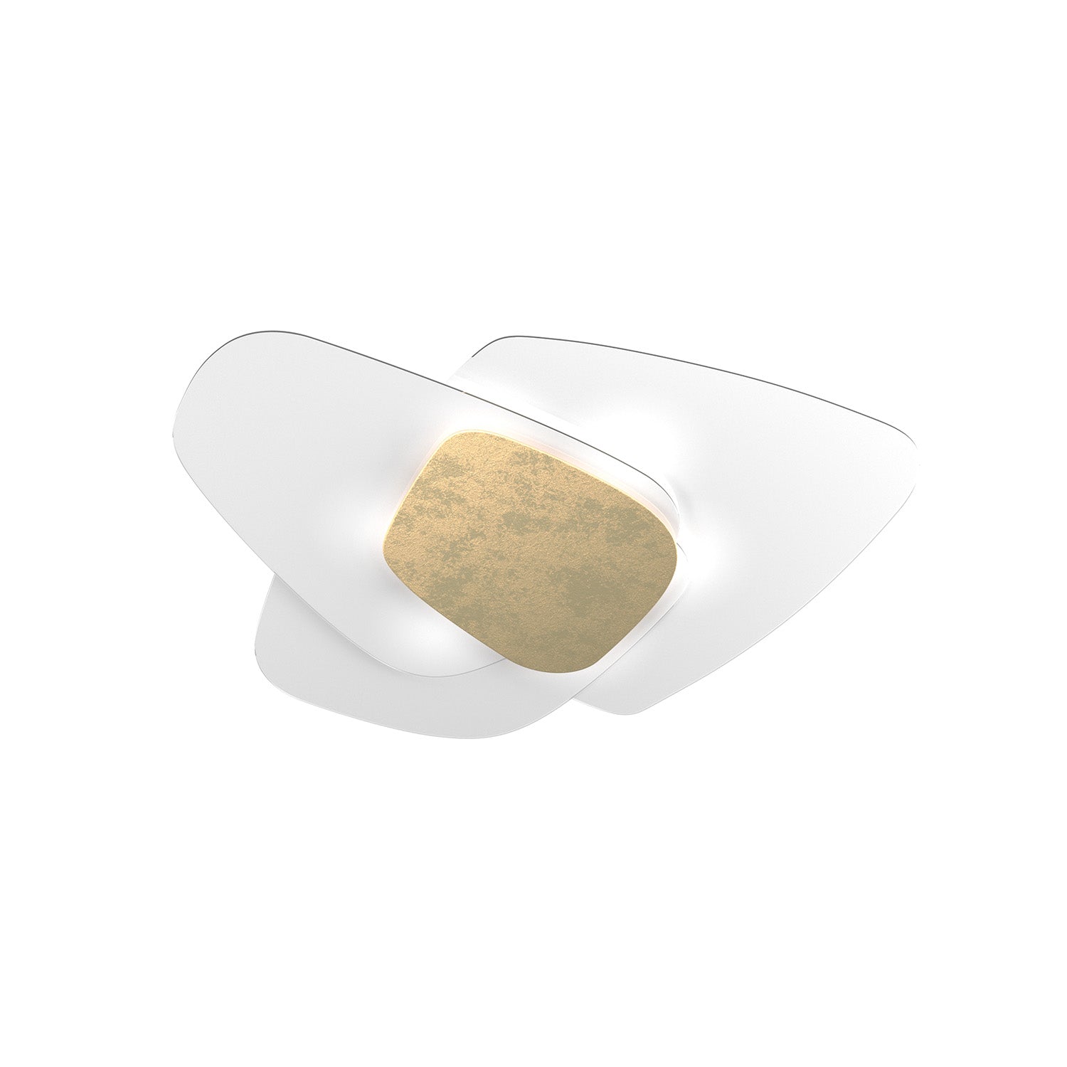 Plafoniera Contemporanea Strategy Metallo Grande Foglia Oro 6 Luci E27