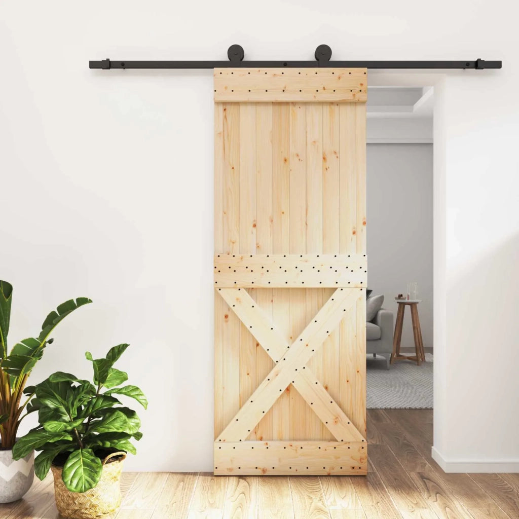 Porta scorrevole Naturale e Nero 80 x 210 cm